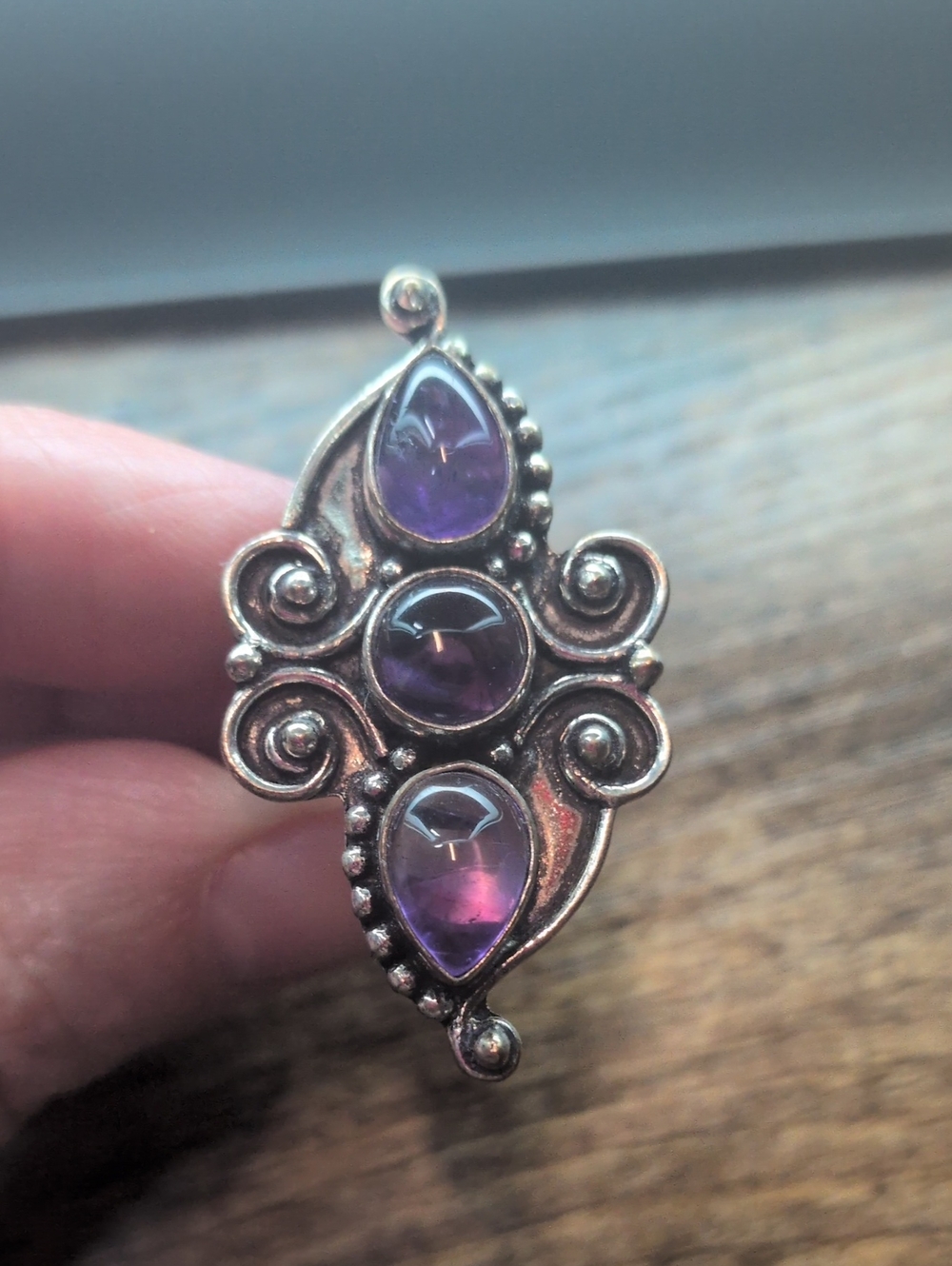 Sterling Silver Amethyst Teardrop Pendant - Purple Gemstone Jewelry
